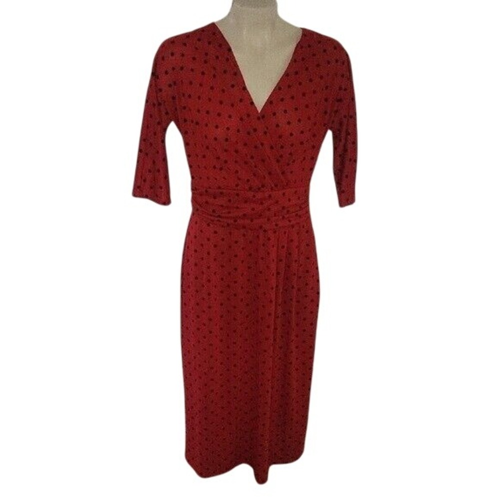 J. Peterman Red Polka Dot Wrap Dress  Career Casual officecore‎ luxury designer